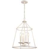 Joanie 17.25"W 4 Light Ceiling Pendant Light in Antique White Metal