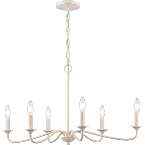 Quinn 30"W 6 Light Chandelier in Antique White Metal