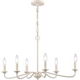 Quinn 30"W 6 Light Chandelier in Antique White Metal