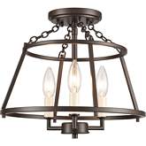 Joanie 13"W 3 Light Semi Flush Mount in Old Bronze Metal