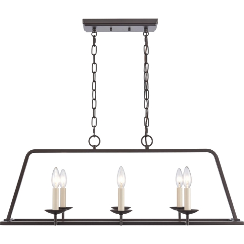 Joanie 34"W 6 Light Linear Chandelier in Old Bronze Metal