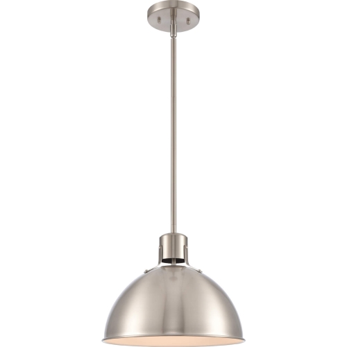 Zayne 12"W 1 Light Ceiling Pendant Light in Brushed Nickel Metal