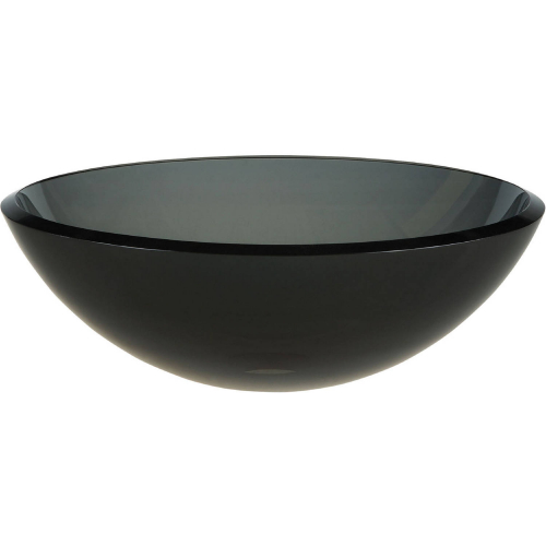 Ryvyr Glass Vessel Sink in Transparent Charcoal Tempered Glass