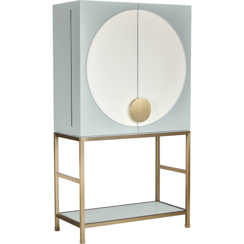 Gabe Bar Cabinet in Blue, White & Brass