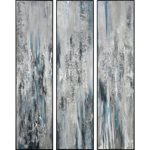 Lasting Texture Wall Art in Blue & Gray Canvas (Set of 3)