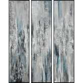 Lasting Texture Wall Art in Blue & Gray Canvas (Set of 3)