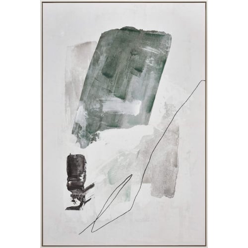 Denny Abstract Wall Art in White, Green, Silver