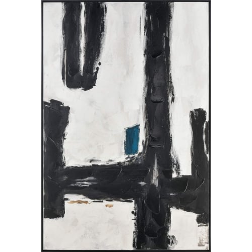 Obsidian I Abstract Wall Art in White, Black & Blue