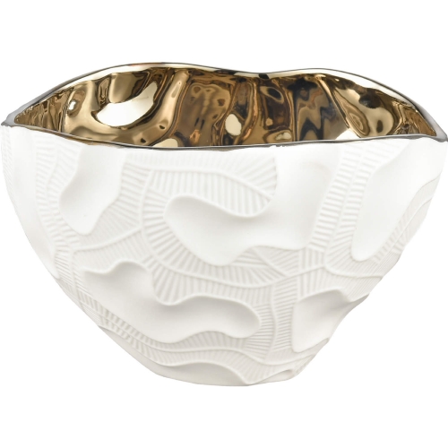 Halford Decorative Bowl in White Earthenware & Gold