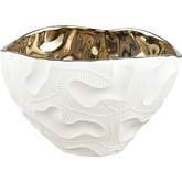 Halford Decorative Bowl in White Earthenware & Gold