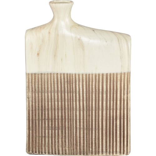 Rollins Vase in Ivory & Brown Earthenware