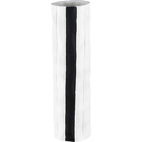 Clark Vase in White & ,Black Striped Black Ceramic