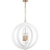 Orme 27"W 4 Light Pendant in White Metal & Brass