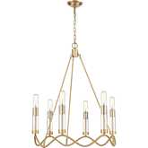 Celsius 27"W 6 Light Chandelier in Satin Brass & Clear Glass