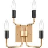 Epping Avenue 10"H 4 Light Wall Sconce in Aged Brass & Black