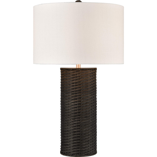 Mulberry 30"H 1 Light Table Lamp in Black Rattan & White Linen