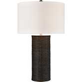 Mulberry 30"H 1 Light Table Lamp in Black Rattan & White Linen