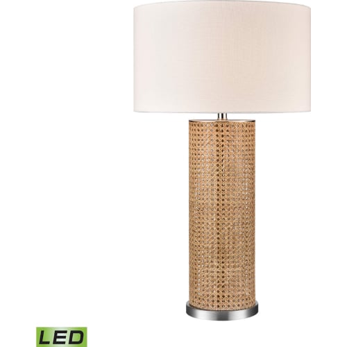 Addison 35"H 1 Light Table Lamp in Rattan & White Linen (Includes LED Bulb)