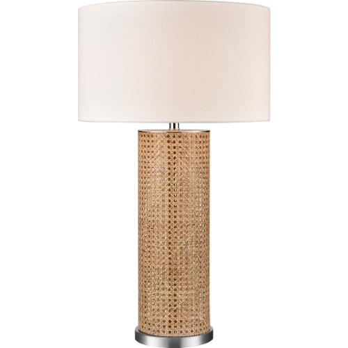 Addison 35"H 1 Light Table Lamp in Rattan & White Linen