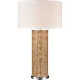 Addison 35"H 1 Light Table Lamp in Rattan & White Linen