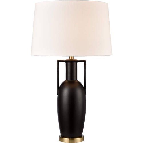 Corin 33"H 1 Light Table Lamp in Black Ceramic & White Linen