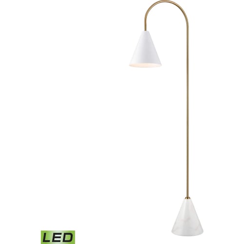 Tully 69"H 1 Light Floor Lamp in White Marble, Brass & White Metal (Includes LED Bulb)