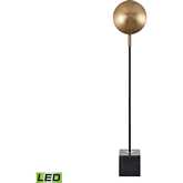 Addy 58"H 1 Light Floor Lamp in Aged Brass & Black Marble (Includes LED Bulb)