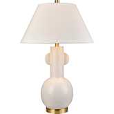 Avrea 29.5"H 1 Light Table Lamp in White Glaze & White Linen (Includes LED Bulb)