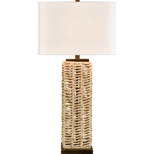 Anderson 34"H 1 Light Table Lamp in Rattan & White Linen (Includes Bulb)