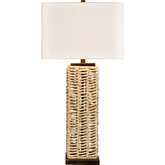 Anderson 34"H 1 Light Table Lamp in Rattan & White Linen