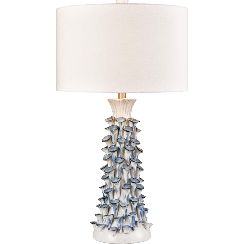 Habel 31"H 1 Light Table Lamp in White & Blue Glaze Ceramic (Includes LED Bulb)