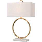 Murphy 30"H 1 Light Table Lamp in Aged Brass & White Linen