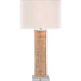 Webb 36"H 1 Light Table Lamp in Rattan & Polished Nickel