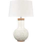 Elinor 32"H 1 Light Table Lamp in White Terracotta & White Linen