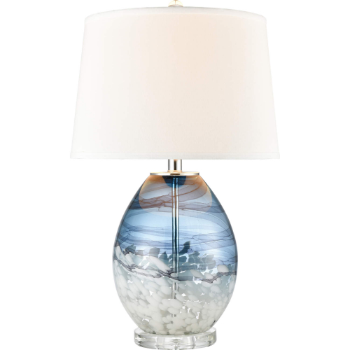 Livingstone 25"H 1 Light Table Lamp in Blue & White Art Glass