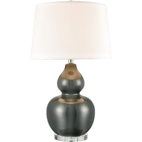 Leze 30"H 1 Light Table Lamp in Forest Green Ceramic & White Fabric