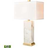 Helain 27"H 1 Light Table Lamp in White Alabaster Stone (Includes LED Bulb)