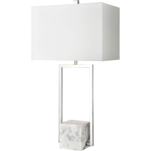 Dunstan Mews 31"H 1 Light Table Lamp in Chrome, White & Gray Marble