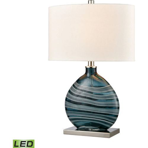 Portview 22"H 1 Light Table Lamp in Teal Art Glass & Nickel (Includes LED Bulb)