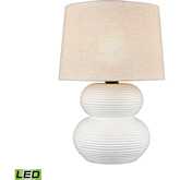 Phillipa 25"H 1 Light Outdoor Table Lamp in Matte White Resin (Includes LED Bulb)