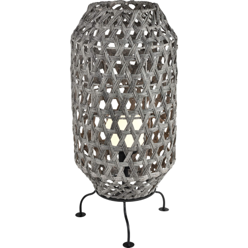 Banaue 36"H 1 Light Outdoor Table Lamp in Black Metal & Gray Poly Rattan