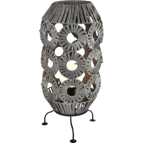 Palayan 36"H 1 Light Outdoor Table Lamp in Gray Poly Rattan & Black Metal