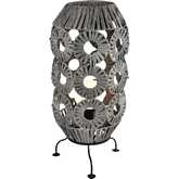 Palayan 36"H 1 Light Outdoor Table Lamp in Gray Poly Rattan & Black Metal