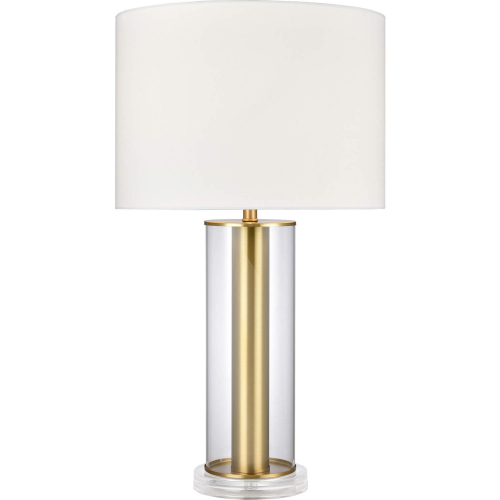 Tower Plaza 26"H 1 Light Table Lamp in Clear Glass & Gold Metal