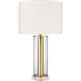 Tower Plaza 26"H 1 Light Table Lamp in Clear Glass & Gold Metal