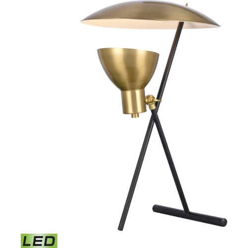 Wyman Square 19"H 1 Light Desk Lamp in Satin Gold & Black (Includes LED Bulb)