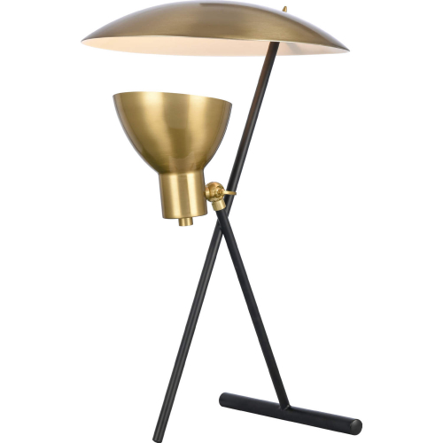 Wyman Square 19"H 1 Light Desk Lamp in Satin Gold & Black