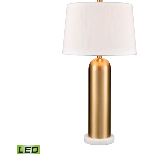 Elishaw 30"H 1 Light Table Lamp in Aged Brass & White Marble (Includes LED Bulb)