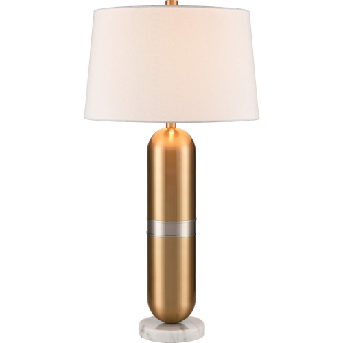 Pill 34"H 1 Light Table Lamp in Brass, Nickel & White Marble