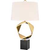 Optical 32"H 1 Light Table Lamp in Brass & Black Marble